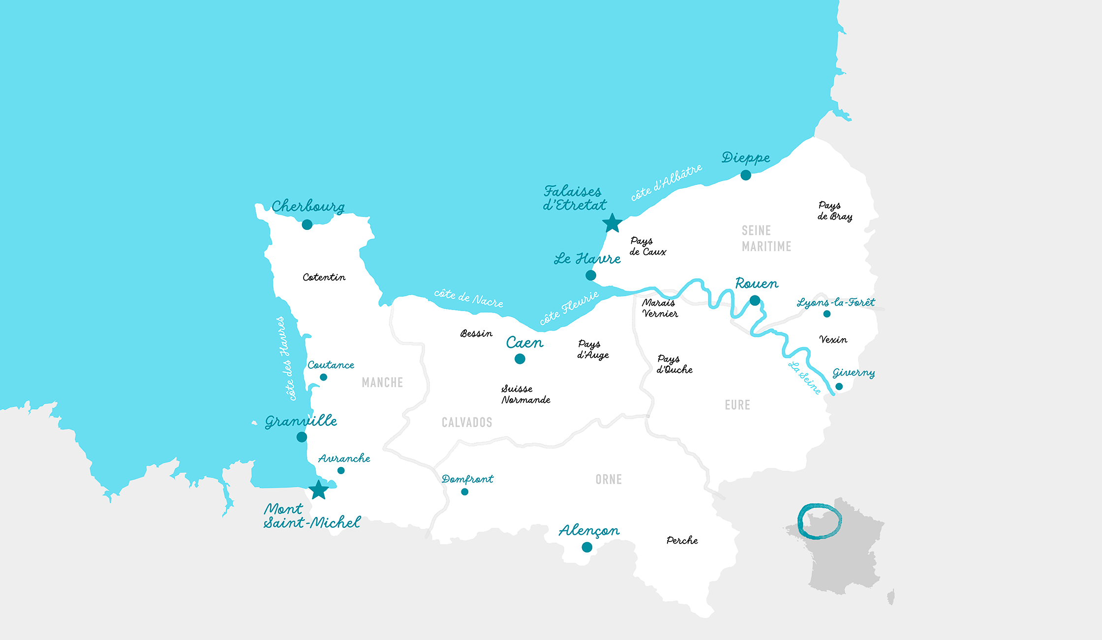 Carte de la Normandie, illustration La crème de la crème